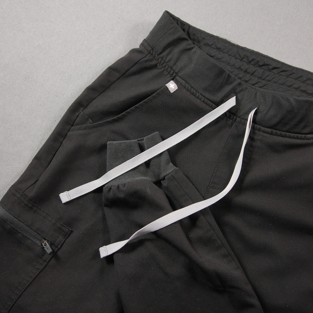 FIGS Zamora Jogger Women Scrub Pants XS Black Medical Gray Drawstring Work Cargo